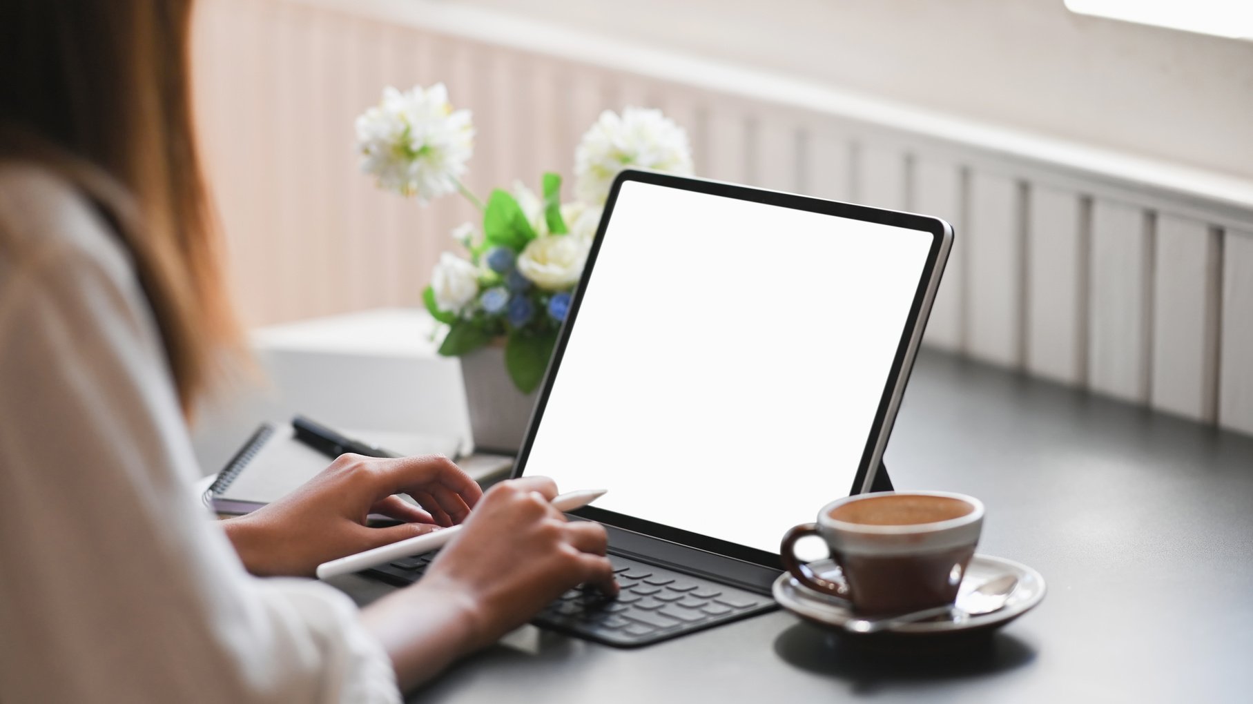 Woman Working on Her Desk